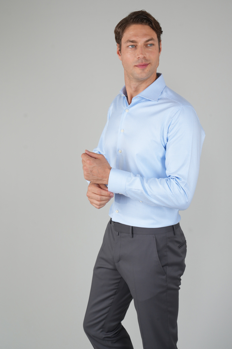 Erkek Uzun Kollu Regular Fit Klasik Mavi Gömlek