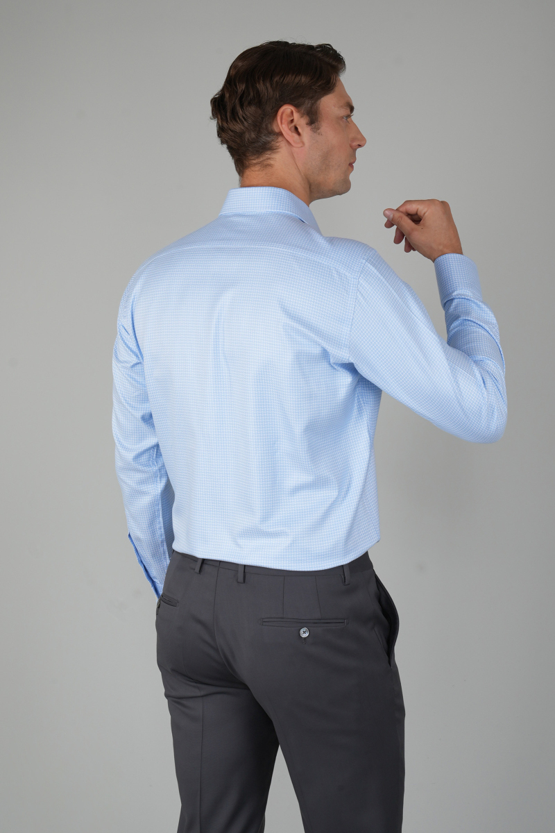 Erkek Uzun Kollu Regular Fit Klasik Mavi Gömlek (1)