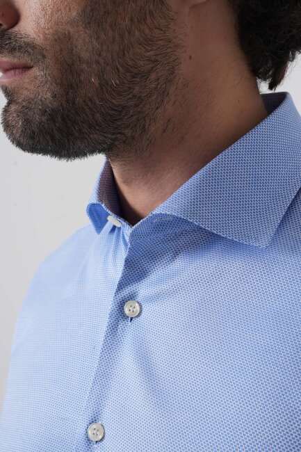Erkek Uzun Kollu Regular Fit Mavi Klasik Gömlek - 6