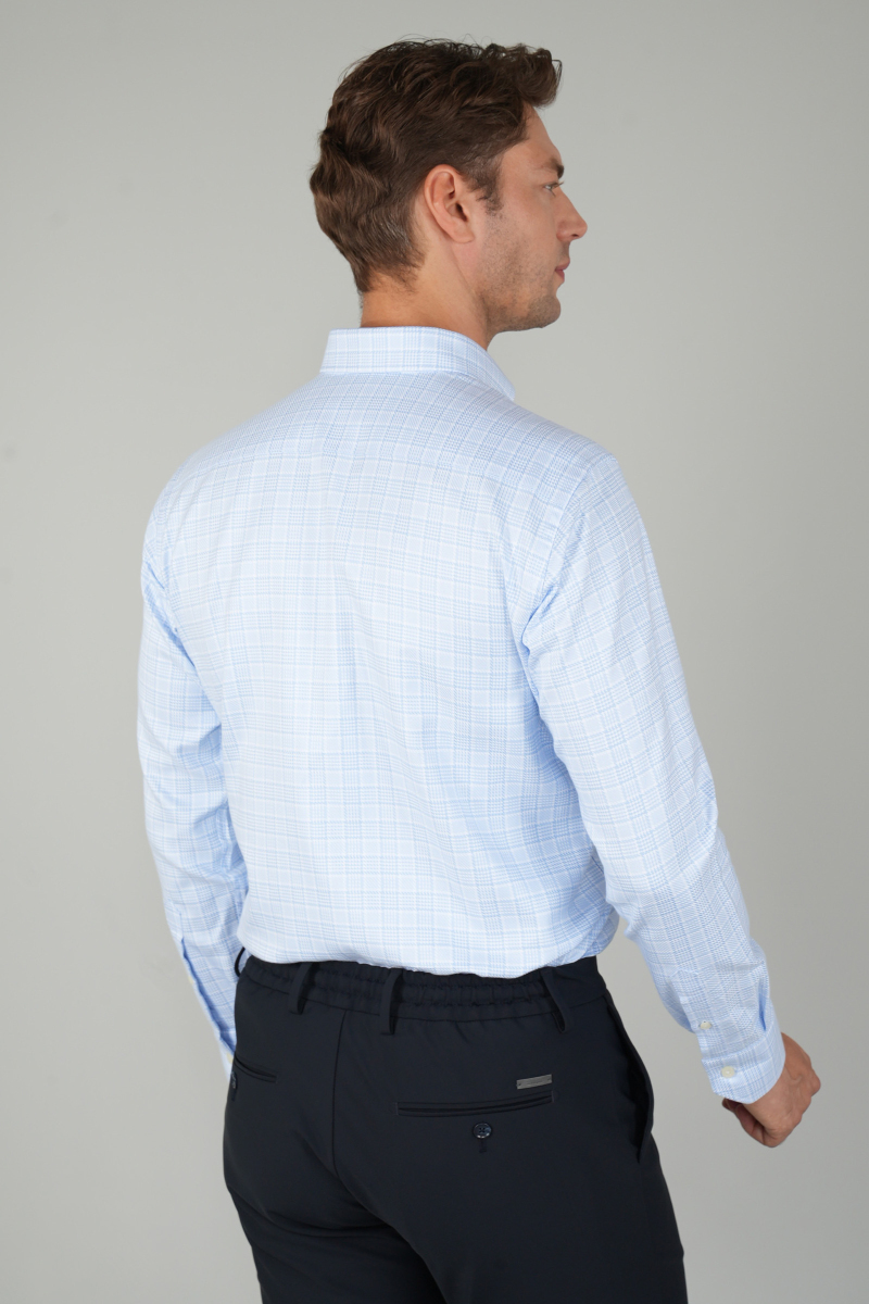 Erkek Uzun Kollu Regular Fit Pamuk Açık Mavi Gömlek (1)