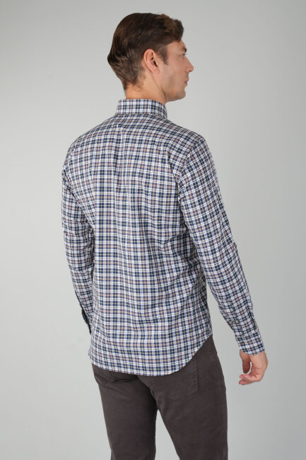 Erkek Uzun Kollu Regular Fit Pamuk Gömlek Kahve - 2