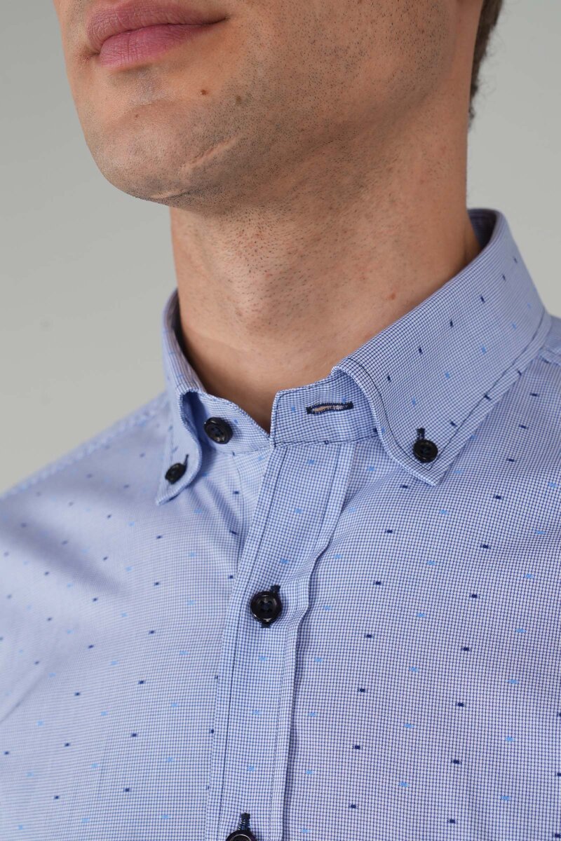 Erkek Uzun Kollu Regular Fit Pamuk Gömlek Koyu Mavi - 3
