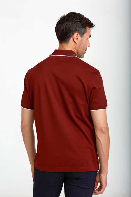 Fermuarlı Pike Polo Yaka Bakır Erkek T-Shirt - Bisse (1)