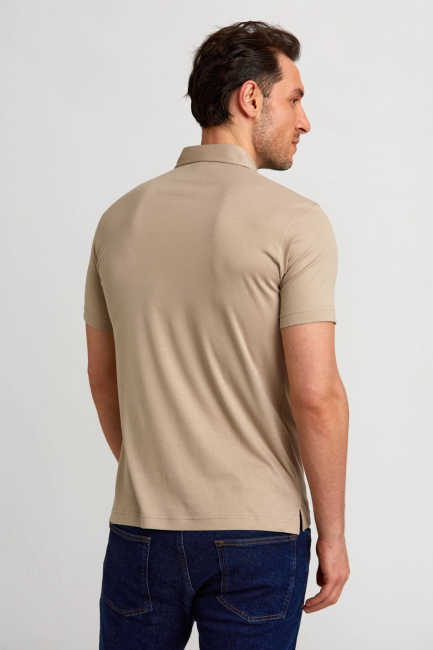 Merserize Pike Polo Yaka Bej Erkek T-Shirt - 3