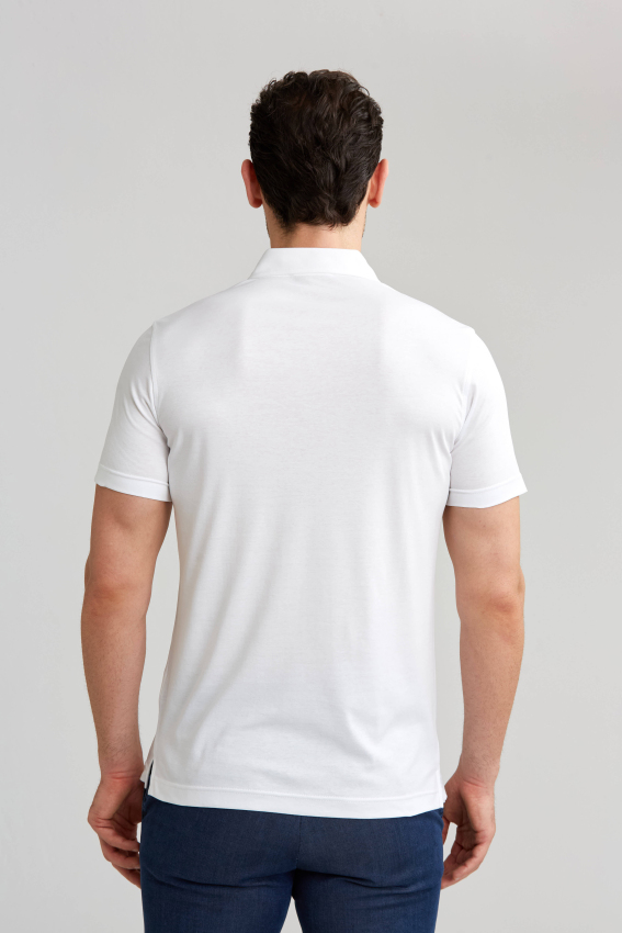 Merserize Pike Polo Yaka Beyaz Erkek T-Shirt - 2