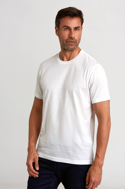 Süprem Kumaş O Yaka Beyaz Erkek T-Shirt - 3