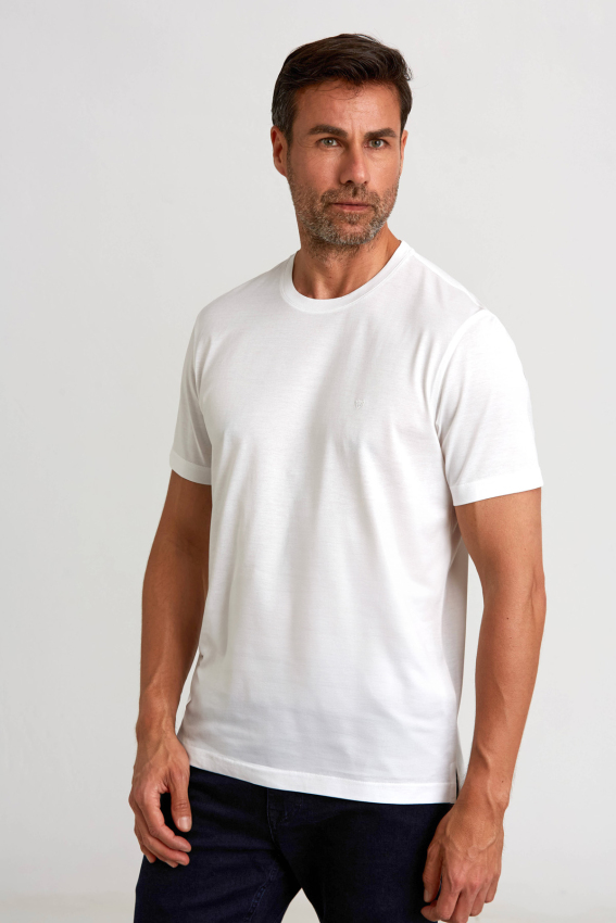 Süprem Kumaş O Yaka Beyaz Erkek T-Shirt - 3