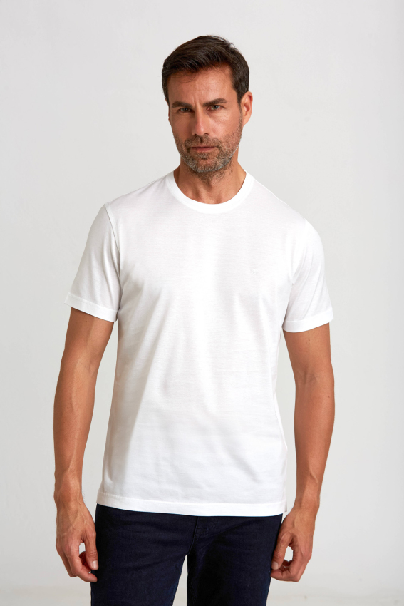 Süprem Kumaş O Yaka Beyaz Erkek T-Shirt - 1