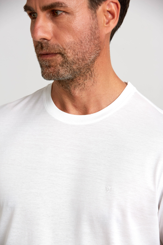 Süprem Kumaş O Yaka Beyaz Erkek T-Shirt - 4
