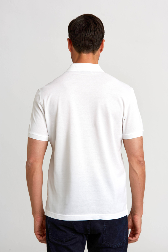 Pike Düğmeli Polo Yaka Beyaz Erkek T-Shirt - 2