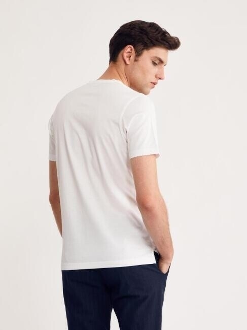 Erkek V Yaka T-Shirt BEYAZ - 2