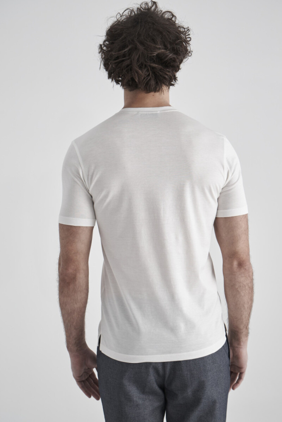 Basic Suprem V Yaka Beyaz Erkek T-Shirt - 2