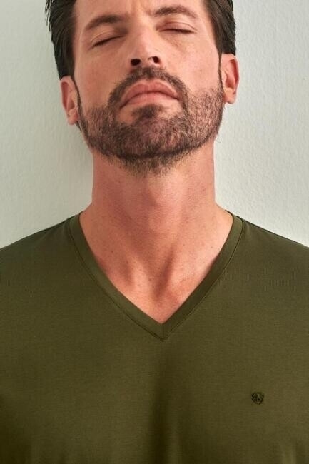 Bisse Men’s V Collar T-Shirt KHAKI. 3 Bisse Men’s V Collar T-Shirt KHAKI. 3