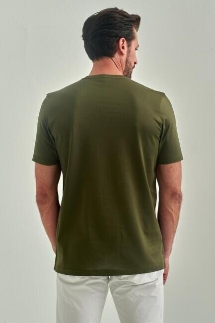 Bisse Men’s V Collar T-Shirt KHAKI. 2