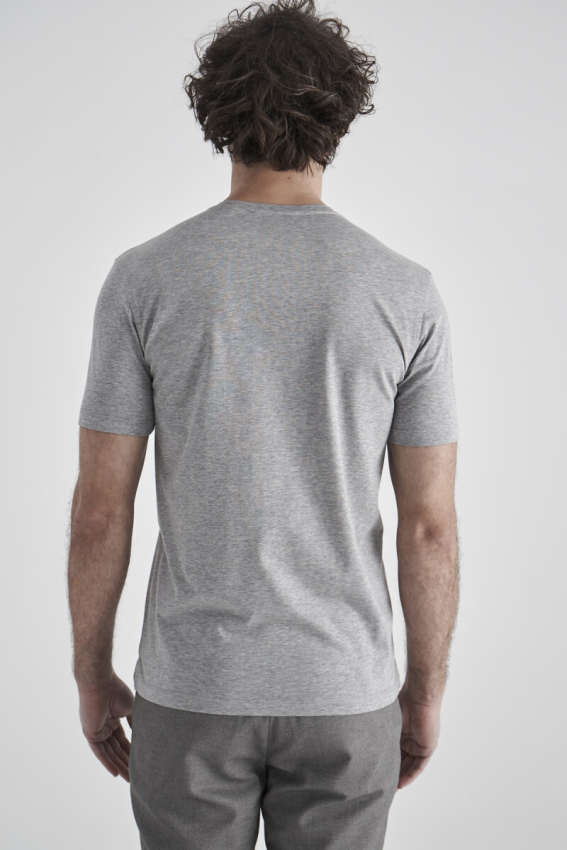 Basic Suprem V Yaka Gri Erkek T-Shirt - 2