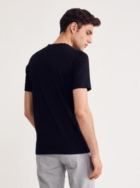 Erkek V Yaka T-Shirt SIYAH - 2