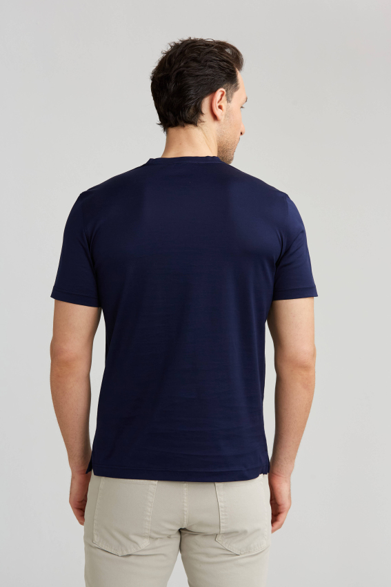 Süprem Kumaş O Yaka Lacivert Erkek T-Shirt - 2