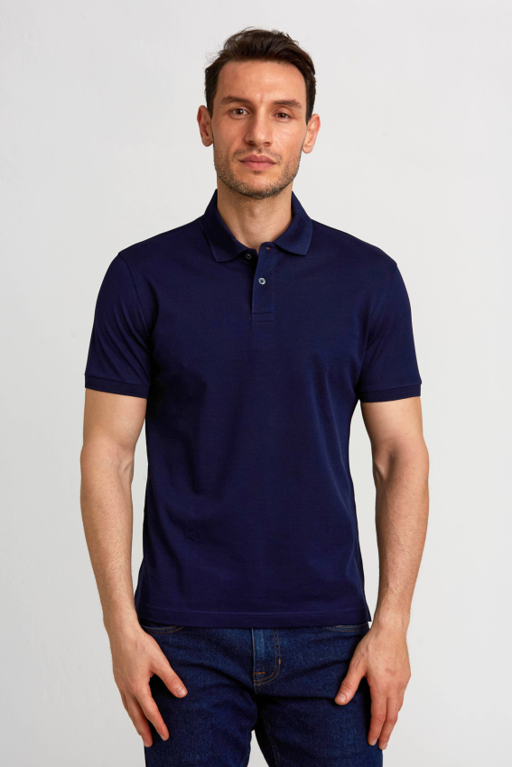 Pike Düğmeli Polo Yaka Lacivert Erkek T-Shirt - 5