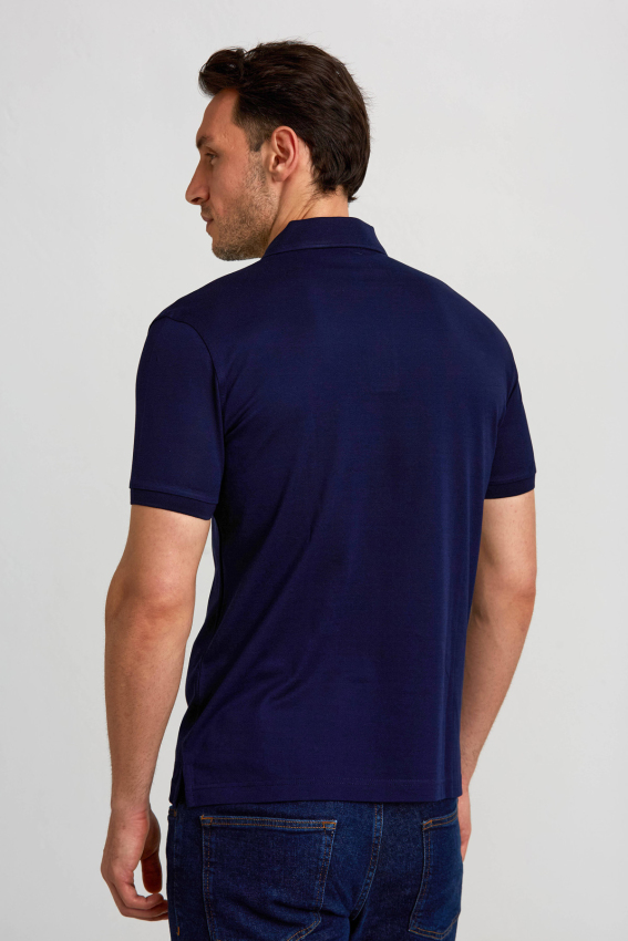 Pike Düğmeli Polo Yaka Lacivert Erkek T-Shirt - 4