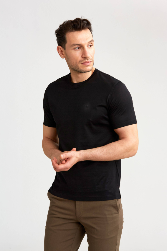 Süprem O yaka Siyah Erkek T-Shirt - 3