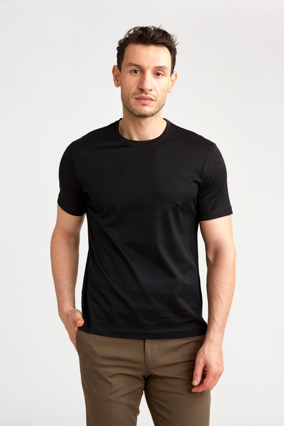 Süprem O yaka Siyah Erkek T-Shirt - 1