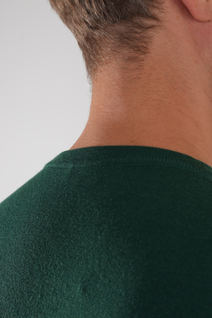Erkek Yeşil Bisiklet Yaka Yün Triko - 3