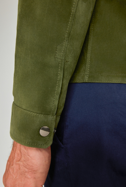 Erkek Yeşil Gerçek Deri Mont - 6