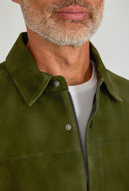 Erkek Yeşil Gerçek Deri Mont - 5