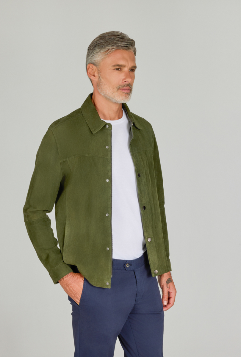 Erkek Yeşil Gerçek Deri Mont (1)