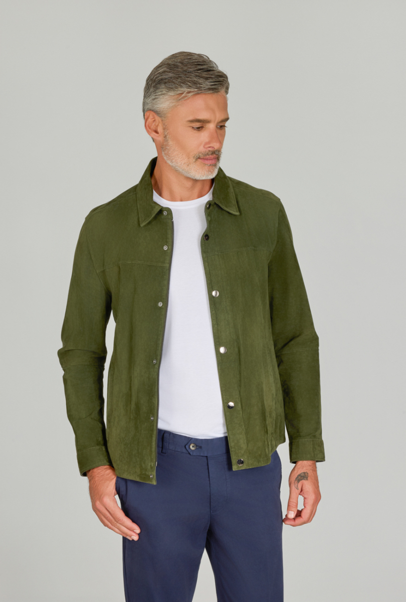 Erkek Yeşil Gerçek Deri Mont - 4