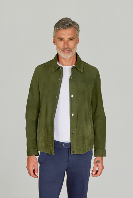 Erkek Yeşil Gerçek Deri Mont - 1