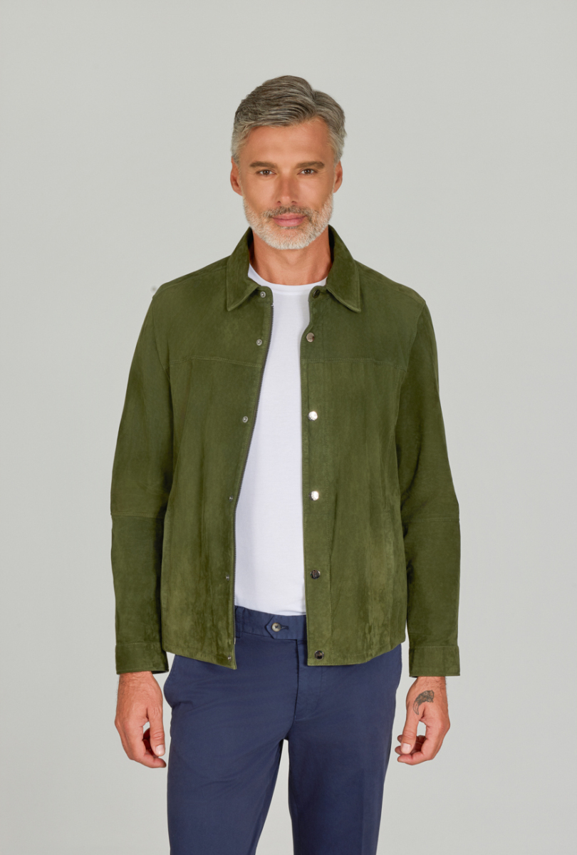 Erkek Yeşil Gerçek Deri Mont