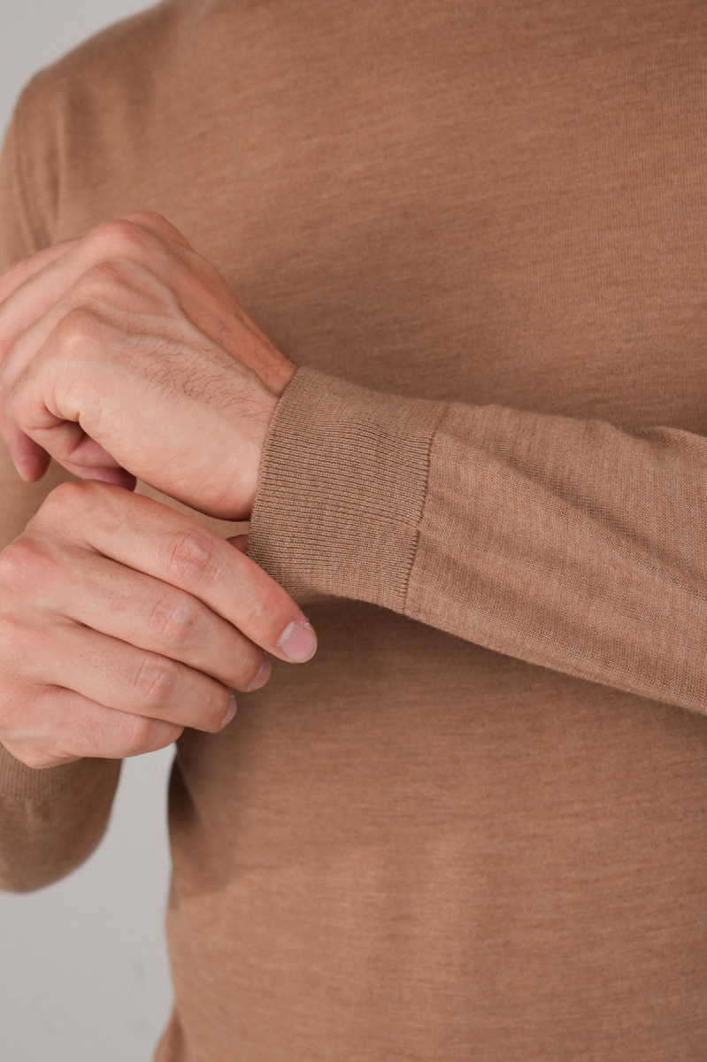 Erkek Yün Basic Yarım Balıkçı Yaka Triko Camel - 4