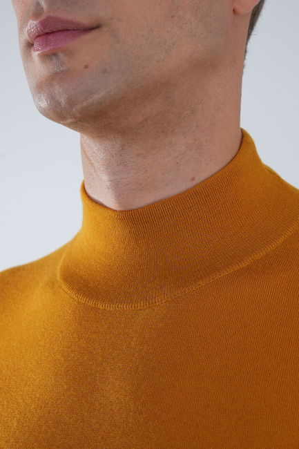 Erkek Yün Basic Yarım Balıkçı Yaka Triko Hardal - 3