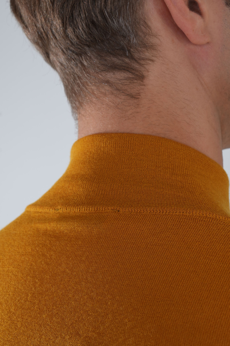 Erkek Yün Basic Yarım Balıkçı Yaka Triko Hardal - 4