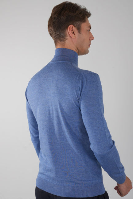 Erkek Yün Basic Yarım Balıkçı Yaka Triko İndigo - 2