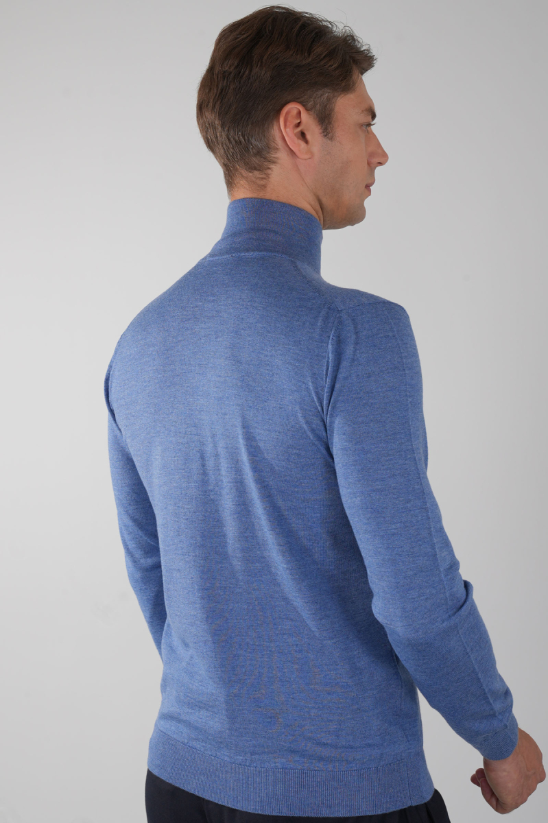 Erkek Yün Basic Yarım Balıkçı Yaka Triko İndigo (1)