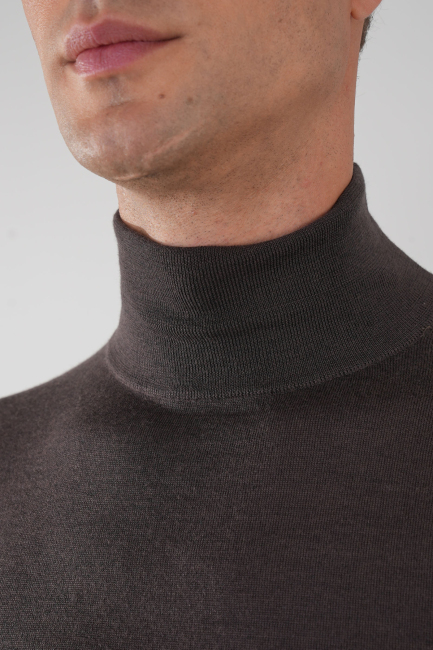 Erkek Yün Basic Yarım Balıkçı Yaka Triko Kahve - 3