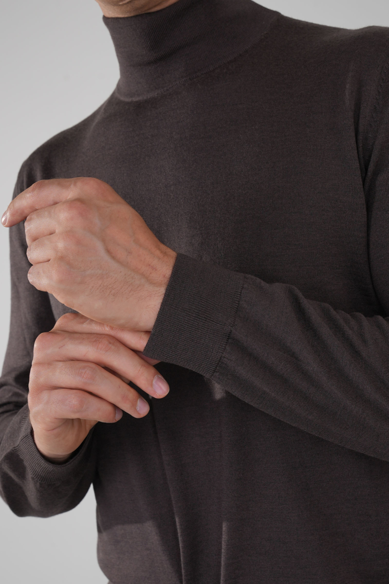 Erkek Yün Basic Yarım Balıkçı Yaka Triko Kahve - 4