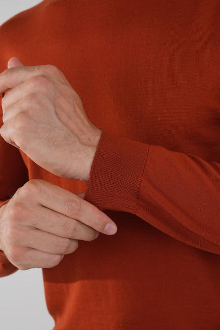 Erkek Yün Basic Yarım Balıkçı Yaka Triko Kremit - 4