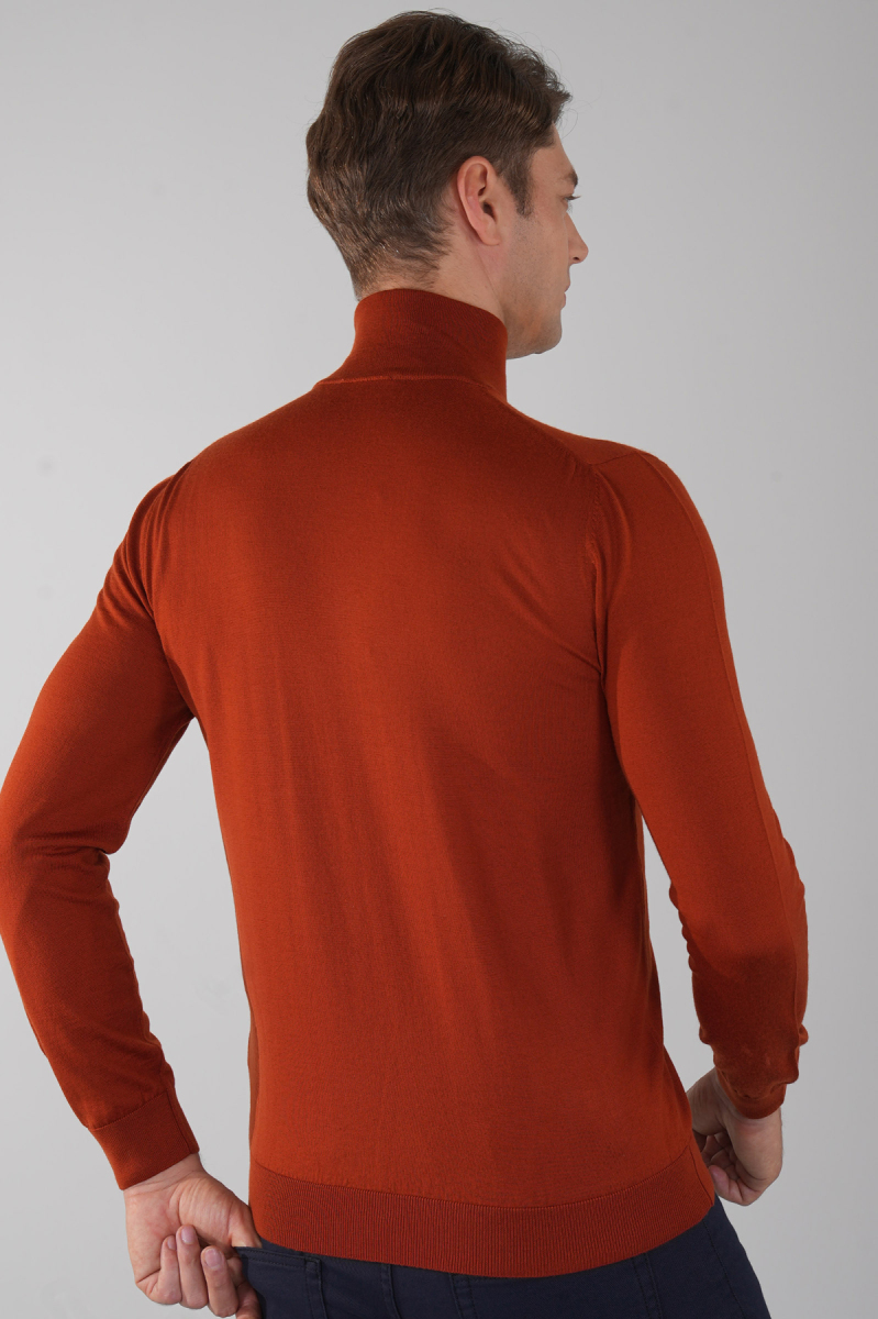 Erkek Yün Basic Yarım Balıkçı Yaka Triko Kremit (1)