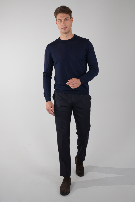 Erkek Yün Basic Yarım Balıkçı Yaka Triko Lacivert - 5