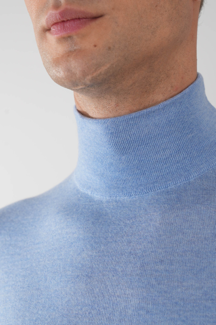 Erkek Yün Basic Yarım Balıkçı Yaka Triko Mavi - 3