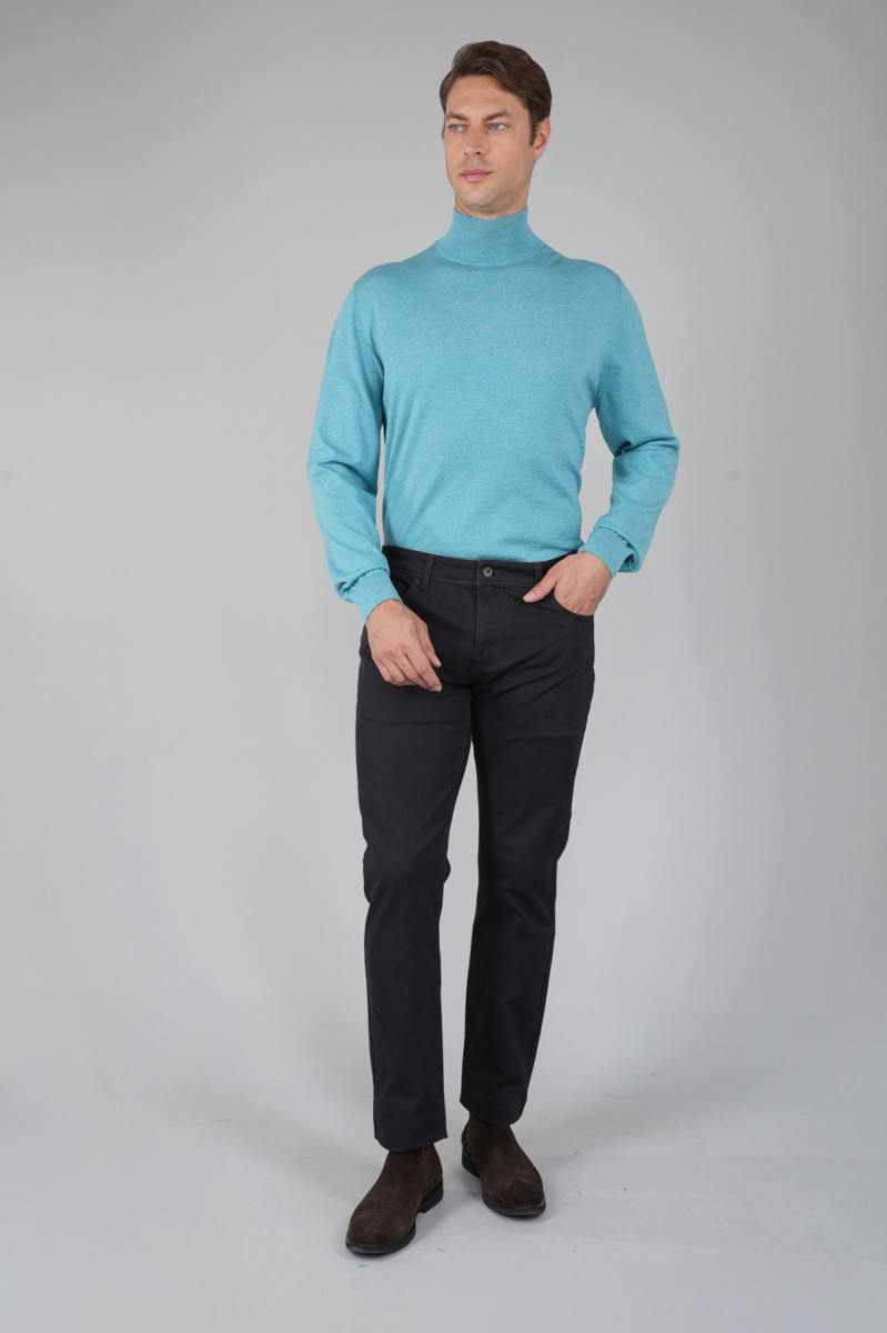 Erkek Yün Basic Yarım Balıkçı Yaka Triko Mint - 5