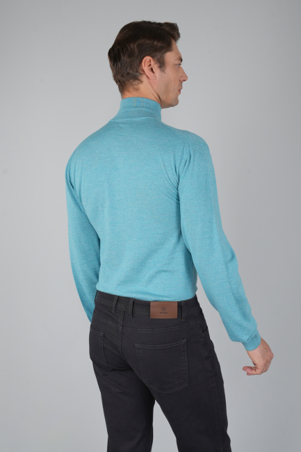 Erkek Yün Basic Yarım Balıkçı Yaka Triko Mint - 2