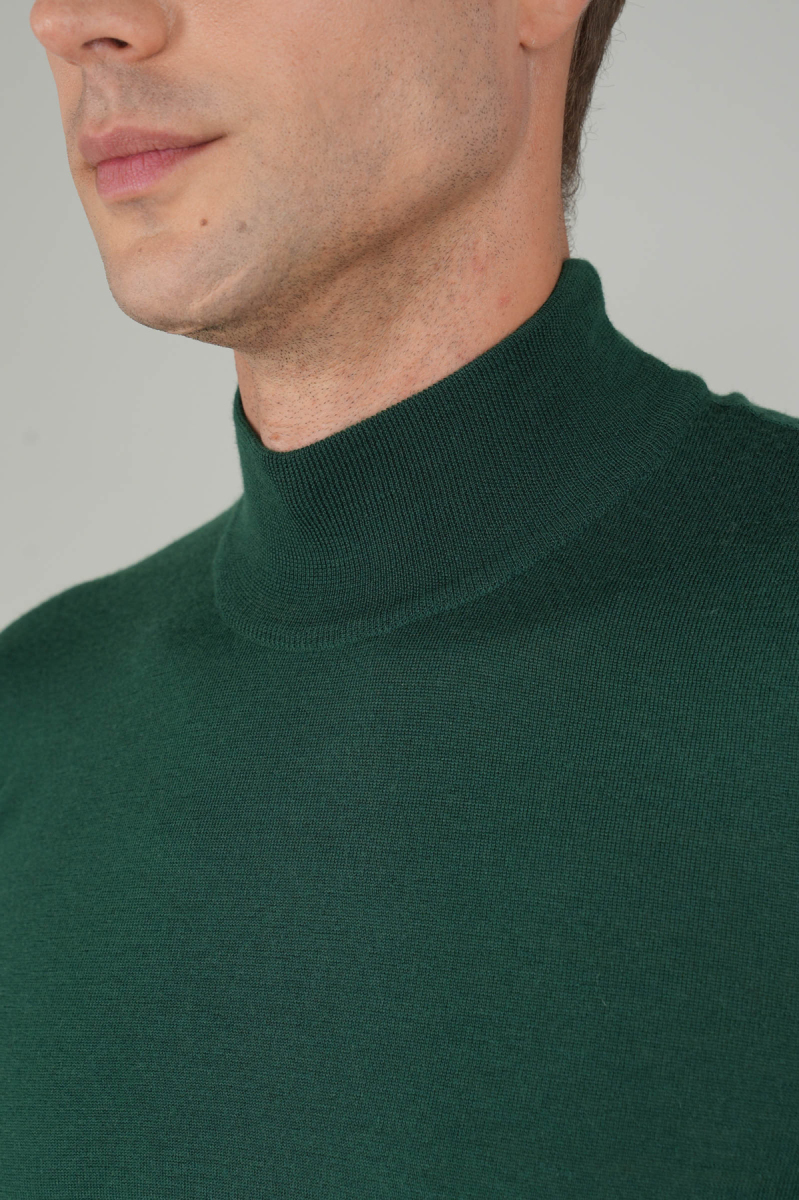 Erkek Yün Basic Yarım Balıkçı Yaka Triko Yeşil (1)