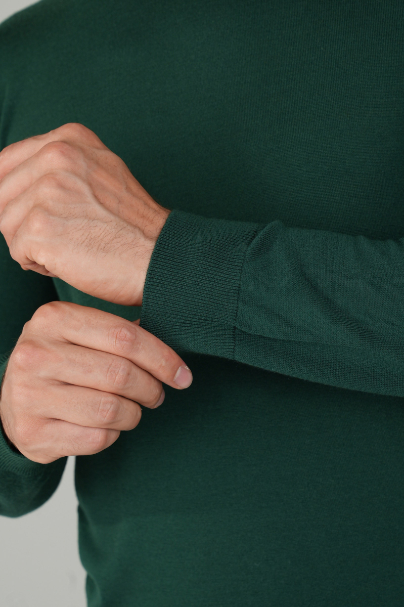 Erkek Yün Basic Yarım Balıkçı Yaka Triko Yeşil - 3