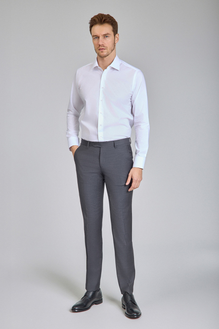 Füme Yün Dokuma Klasik Erkek Pantolon - 5