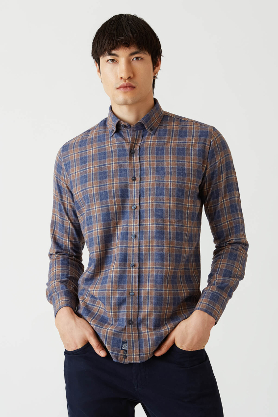 Bisse Men’s Regular Fit Long Sleeve Sport Shirt BROWN. 1 Bisse Men’s Regular Fit Long Sleeve Sport Shirt BROWN. 1