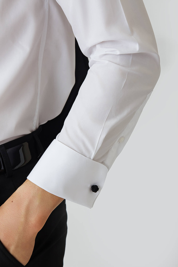 Slim Fit Ata Yaka Beyaz Erkek Smokin Gömlek - 4